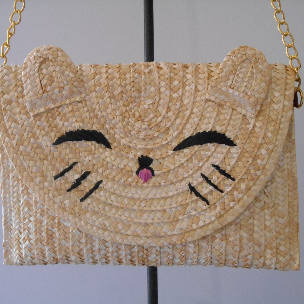 Cat Straw Envelope Purse